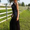 Memoriesea Women's Sexy One Shoulder Mesh Ruched Bodycon Formal Cocktail Maxi Dress (Black)