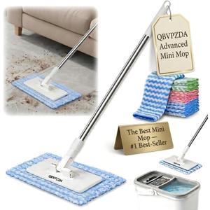 Convenient Cloth Changing Mini Mop Flat Push Design, Lazy Portable Self-Squeeze Mop Set, Wall-Mountable Durable Handle & Non-Slip Grip, Reusable Pads for Home Use with 5 Cloths Included