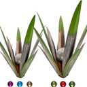 Metal Agave Plant Garden Art, 2 Pack Big Rustic Sculpture, Rustic Metal Agave Plants Lawn Home Ornaments, for Yard Stakes, Garden Figurines, Outdoor Patio (2 PCS Green with Light)