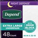 Depend Underpads XL, Disposable Incontinence Bed Pads for Adults, Slip Resistant, 36" x 30", 48 Count