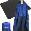 DUKUSEEK Waterproof Stadium Blanket, Outdoor Blankets Waterproof Windproof for Cold Weather, Emergency Warm Blanket with Quilted Cotton and Thick Fleece for Picnic, Camping, Outdoor Sports (Blue)