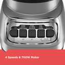 BLACK+DECKER PowerCrush Multi-Function Blender with 6-Cup Glass Jar, 4 Speed Settings, Silver