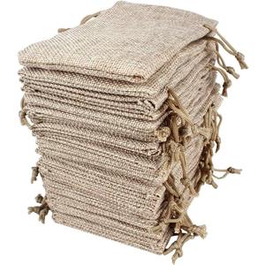 Lot of 50 Burlap Bags with Drawstring Gift Bags Jewelry Pouches Sacks for Wedding Party and DIY Craft, 5 x 3.5 Inches (50 Count (Pack of 1))