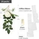 Wedding Aisle Decorations for Wedding Ceremony Set of 10 Pew Flowers for Church Chair Decorations Party Decor with Artificial Flowers Eucalyptus and Ribbons White