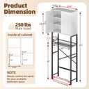 Kalrin Over The Toilet Storage Cabinet with Fluted Wave Doors and Adjustable Shelf, Wood Over Toilet Storage Rack with Drain Basket, Freestanding Bathroom Organizer for Balcony Laundry, White & Black