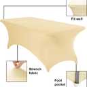 2Pack Spandex Waterproof Table Covers 8ftSpandex 8ft Waterproof Table Cover for Party,Wedding, Banquet, and Events(Champagne)