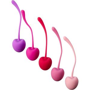 Shibari Cherry Kegel Balls, 5Piece Variable, Weighted Set to Exercise & Tone Pelvic Floor Muscles, Made with Premium Grade Silicone (5 Count (Pack of 1))