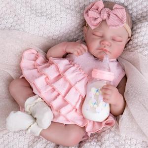 Aori Reborn Baby Dolls Girl 20'' Realistic Sleeping Newborn - Lifelike Poseable Vinyl Baby Doll with Feeding & Outfit Set - Weighted Body for Cuddling, Gift for Collectors & Kids 3+ (Light Pink)