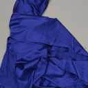 MAKABO Maxi Satin Navy Blue Skirts for Women Winter, Flowy A line Skirt High Waisted Elegant for Office Business Party, L