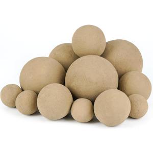 Skyflame 12PCS Ceramic Balls, Mixed of 4 Sizes Fire Pit Balls Set for Indoor and Outdoor Fire Tables or Fireplaces Accessory,Beige