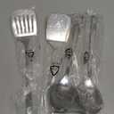 4 Pcs Cooking Utensils Set, Stainless Steel Kitchen Utensils, Heat Resistant Metal Kitchen Tools Include Solid & Slotted Turner Wok Spatula, Serving Spoon, Ergonomic Handle, Easy to Clean, Silver