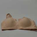 OEAK Womens Deep V Bras Wireless Comfortable Bra Supportive No Underwire Bras Tshirt Push Up Bralettes Plunge Seamless Bra (Medium, Semolina)
