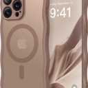 CAPRARO Cute for iPhone 14 Pro Max Case, Compatible with MagSafe, [Curly Wave Edge] [Full Camera Protection] [14 FT Drop Protection] Magnetic Phone Case for 14 Pro Max 6.7 Inch, Brown