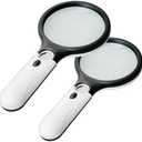 2 Pack Magnifier 3 LED Light, Marrywindix 3X 45X Handheld Magnifier Reading Magnifying Glass Lens Jewelry Loupe
