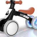 Colorful Lighting Baby Balance Bike Toys for 1 Year Old Boy Gifts, 10-36 Month Toddler Balance Bike, No Pedal 4 Silence Wheels & Soft Seat First Bike, One Year Old Boy Birthday Gift. (Black)