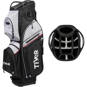 TIVOR 2026 Golf Cart Bag - 14-Way Full-Length Dividers, 9 Pockets, Easy-Access Handle & Ergonomic Straps | Perfect for Cart & Walking, Includes Rain Cover