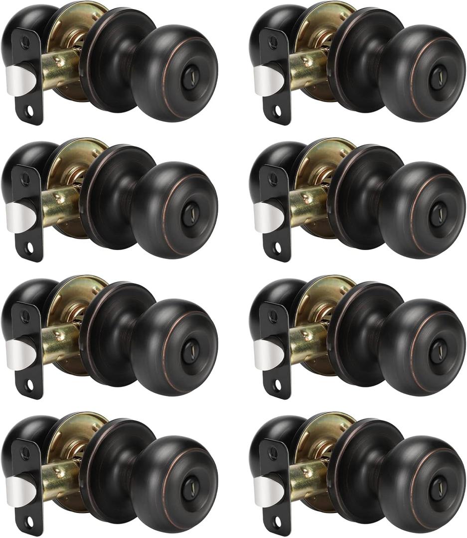 Haidms 8 Pack Oil Rubbed Bronze Door Knobs Interior, Bronze Privacy Interior Door Knobs for Bedroom or Bathroom Classic Round Doorknobs Hardware