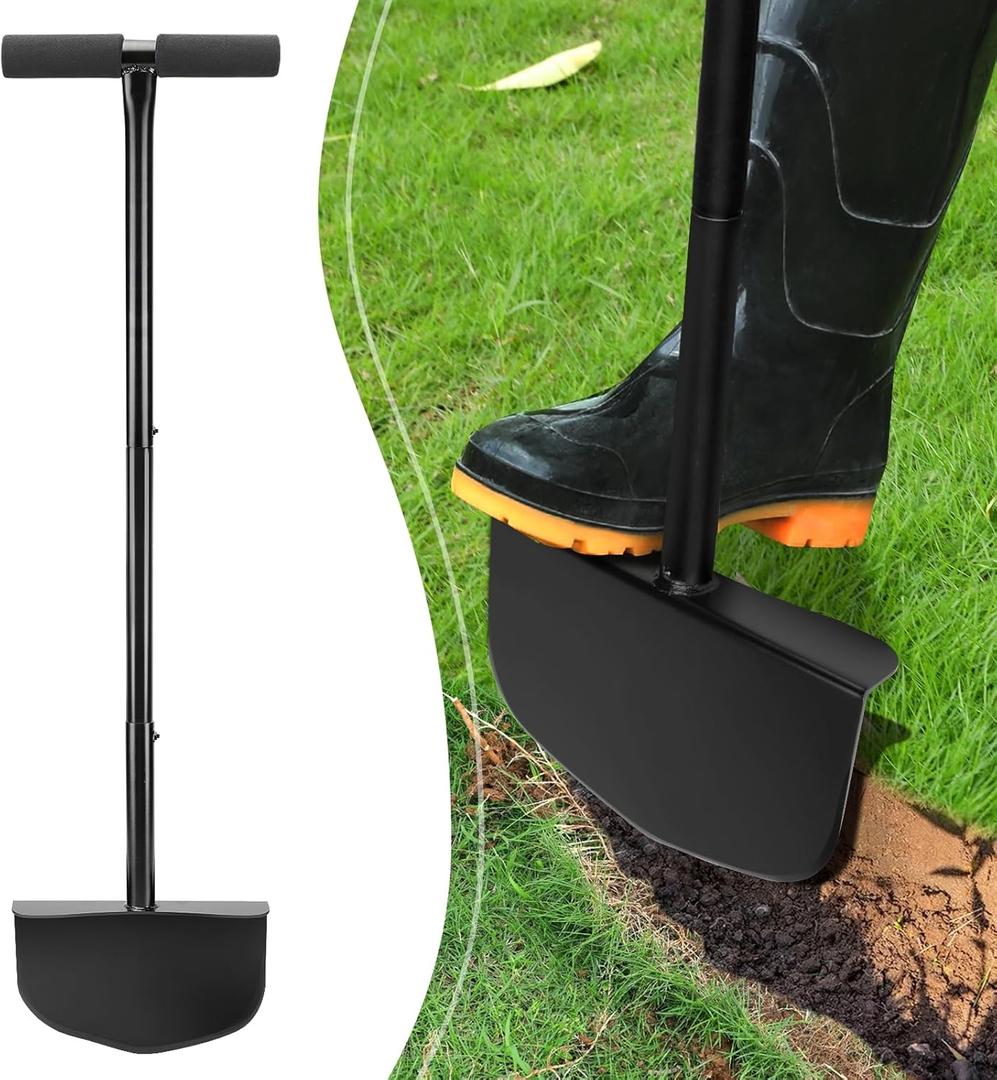 43inch Edger Lawn Tool - Manual Lawn Edger - Border Edger, Half Moon Lawn Edger with T-Grip for Lawn, Garden or Sidewalk