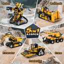 5 in 1 Building Toys STEM Robotics Kit for Kids 6-14, Remote & APP Controlled STEM Excavator/Truck/Robot/Bulldozer/Roller, 535 PCS Blocks RC Robot Erector Sets, Birthday Gift for 8 10 11 12+ Years Old