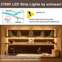 echosari Battery Powered Led Strip Lights with Remote Warm White, 8 Modes, Dimmable, Timer, Self-Adhesive, Cuttable, Waterproof, 9.8FT 90Led Strip Lights for TV Kitchen Cupboard Bedroom Decor