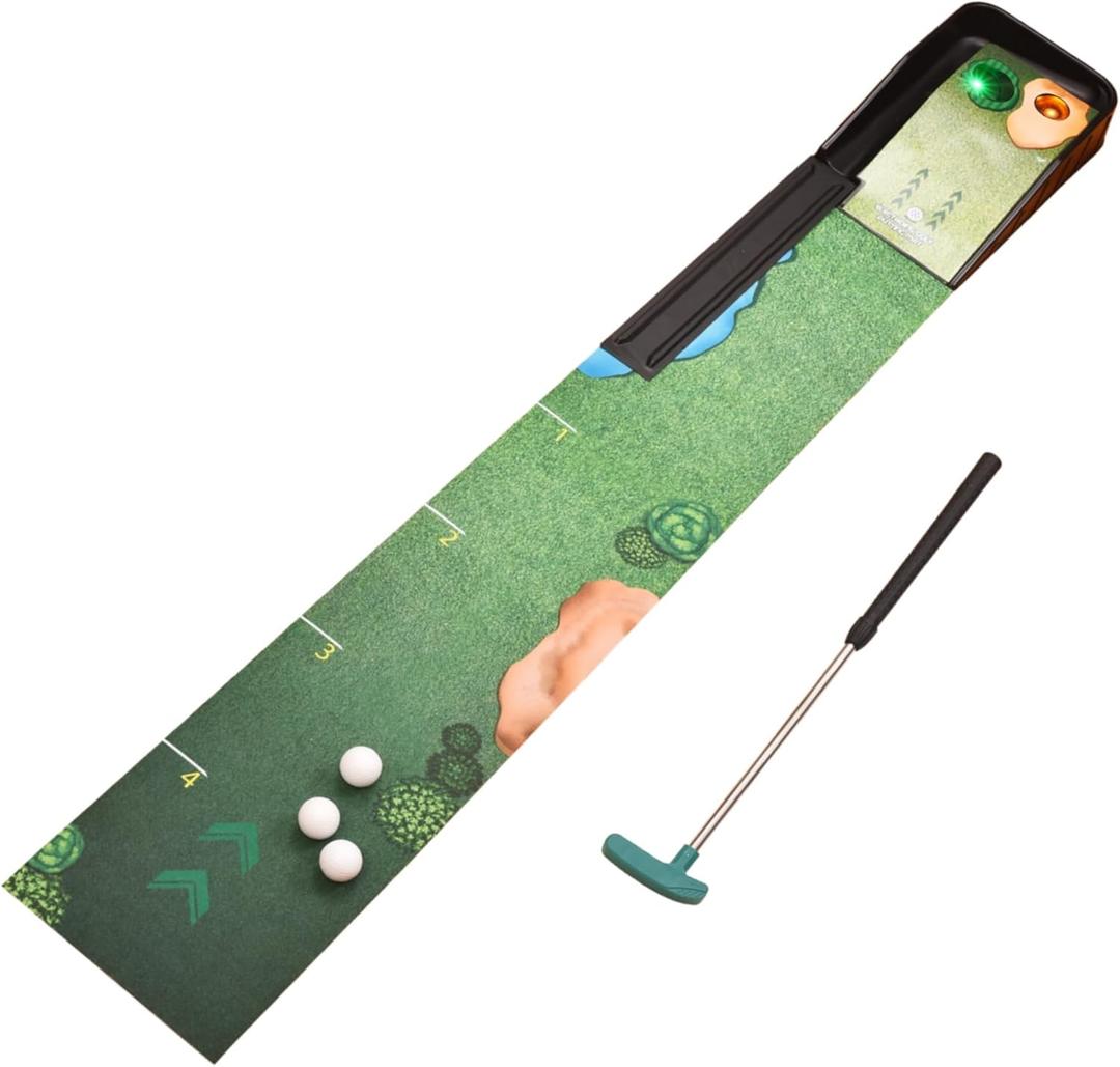 Kids Golf Set - Electronic Mini Golf Set including Kids Extendable Golf Club Toy Putter, 3 Plastic Golf Balls, 72 Interactive Putting Mat with Light-Up & Musical Scoring Holes, for Children Age 5+