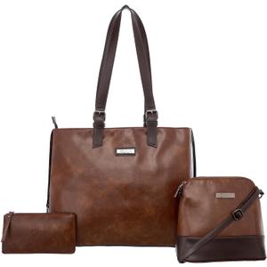 ECM 3pcs Vegan Tote Set for Women-Stylish Top Handle Laptop Bag Purse Sling Handbag Cosmetic Pouch bag-Travel Work Leisure