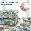 Boho Queen Size Comforter Set - 3 Piece Patchwork Vintage Soft Bedding Farmhouse Reversible Sage Green Bed Set for All Season, 1 Lightweight Comforter (90"x90") and 2 Pillow Shams (20"x26")