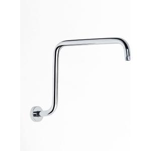 PHASAT S Shaped Shower Arm with Flange, High Rise Shower Head Extension Arm Chrome, PU9D02 (Round)