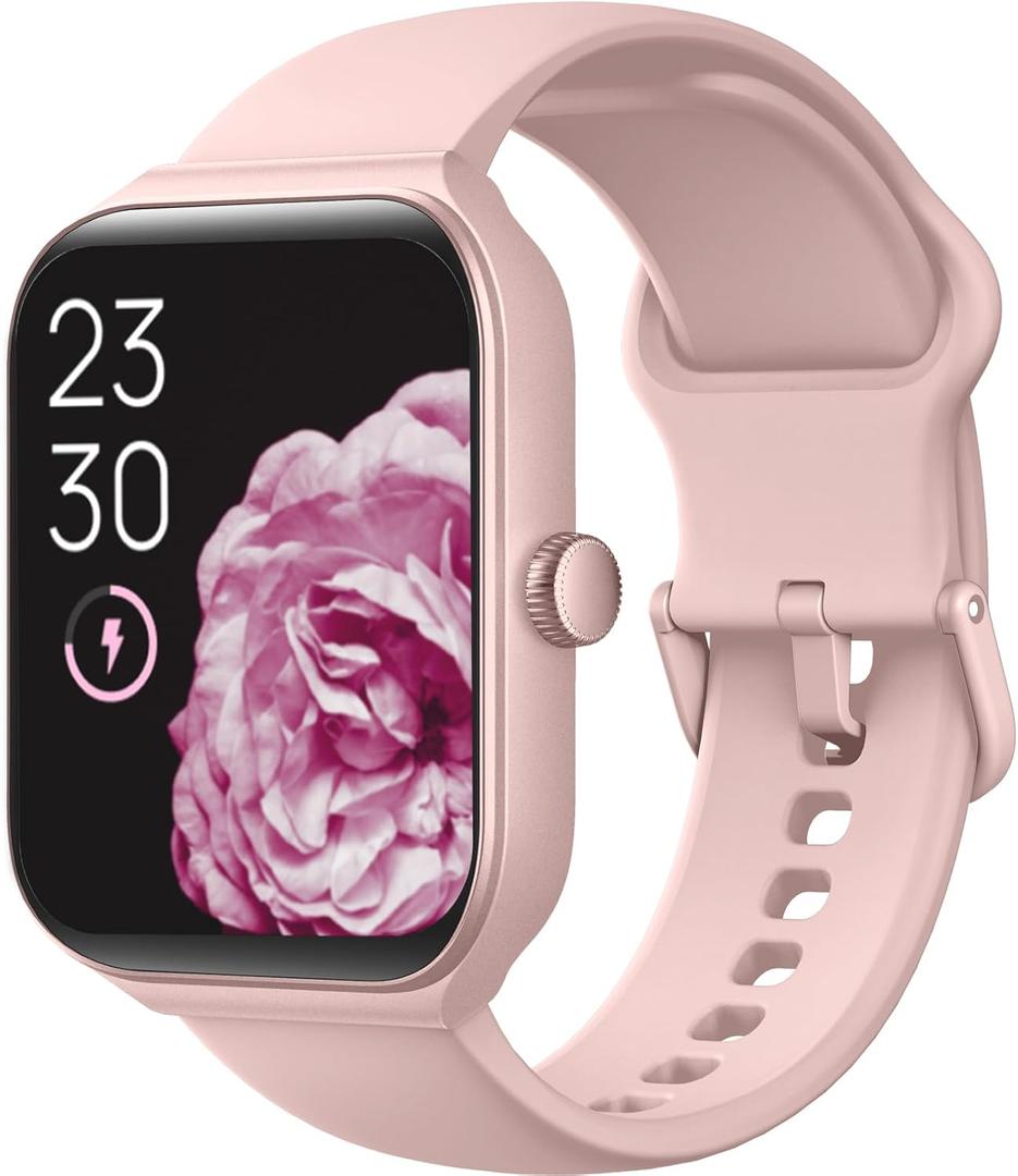 TOOBUR Smart Watch for Women Alexa Built-in, 1.95" Fitness Tracker with Answer/Make Calls, IP68 Waterproof/Heart Rate/Sleep Tracker/100 Sport Modes, Fitness Watch Compatible Android iOS (Pink)