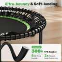 BCAN 550 LBS Foldable Mini Trampoline, 48" Fitness Trampoline with Bungees, U Shape Adjustable Foam Handle, Stable & Quiet Exercise Rebounder for Adults Indoor/Outdoor Workout, GREEN
