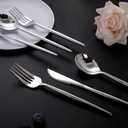 SUT 150Pcs Silver Plastic Silverware, Silver Disposable Cutlery, Heavy Duty Disposable Silverware, Plastic Utensils Include 50 Plastic Forks, 50 Plastic Spoons, 50 Plastic Knives