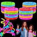 Glow Sticks Party Favors Supplies for Toddler 18 PCS,Mardi Gras Light up Pop Tubes Necklace  Bracelet Accessories,Camping Essentials Fidget Toys Gifts for Kids, Treats Non Candy for Birthday Wedding