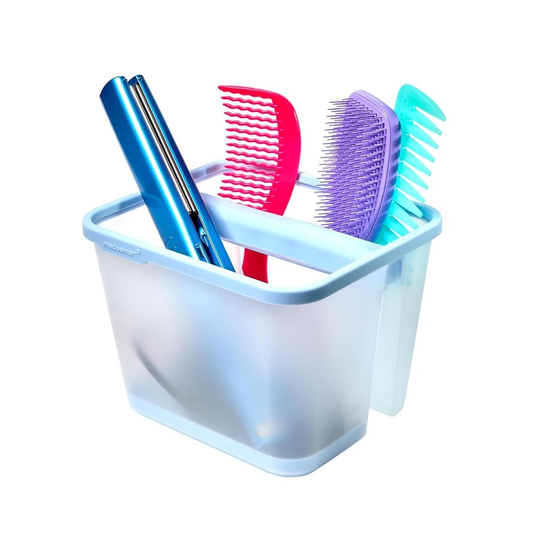 Madesmart Hot Tools Holder, Bath Collection Organizer for Curling Irons, Straighteners, Hair Dryers & Heat Styling Tools, Blue
