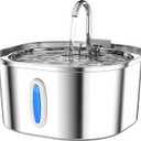 PEKTACO Stainless Steel Cat Water Fountain, 3.2L/108oz Cat Water Dispenser with Ultra-Quiet Water Pump and Water-Level Window, Dishwasher Safe Pet Drinking Fountain for Cats & Small Dogs