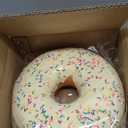 1 Pc 10 inches Fake Donut Artificial Doughnut for Decoration Realistic Fake Food for Display Faux Dessert Party Decorations Photography Props (White)