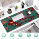 Large Mouse Pad with Wrist Support 4 in1 Set, XXL Big Game Mousepad + Keyboard Wrist Rest+Mouse Wrist Rest+Coaster Ergonomic Design Gaming Mat for Home Office Table Computer I Green Flowers