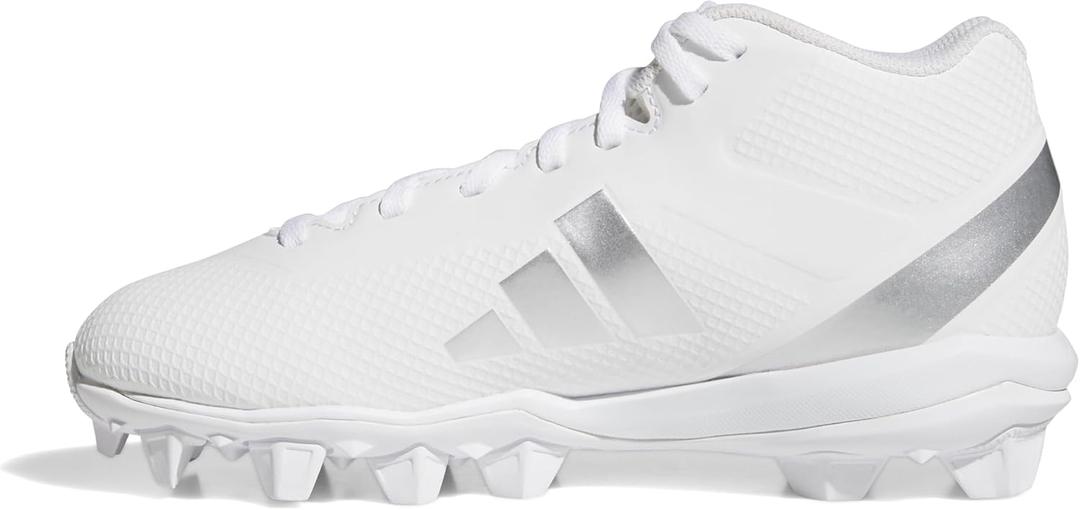 Adidas Unisex-Child Adizero Impact.2 II Molded Rubber American Football (1 Big Kid (13.5 UK), White/Silver Metallic/White)