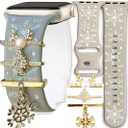 Christmas Fall Engraved Band with Charms Compatible Apple Watch Winter 38mm 40mm 41mm 42mm 44mm 45mm 46mm 49mm Women,Jullstar Snowfalke Maple Snowman Halloween Holiday Strap for iphone Watch Series 11 10 9 8 7 6 5 4 Ultra SE 3 2 1