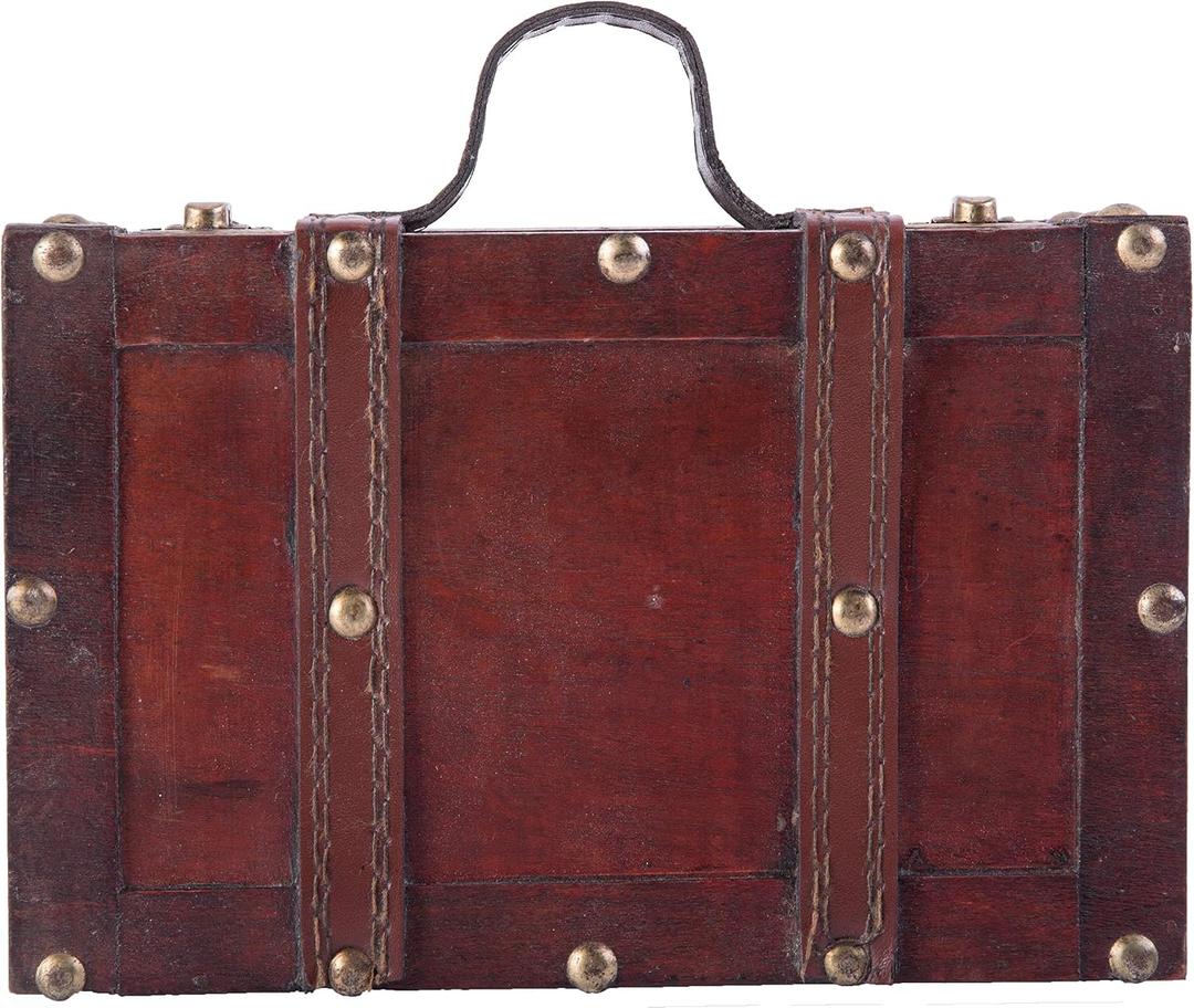 Vintiquewise(TM Old-Fashioned Small Suitcase/Decorative Box with Straps