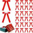Riceshoot 24 Pcs Satin Ribbon Bows 5x7'' Self Adhesive Stick On Premade Satin Bows with Double Sided Tape for Gift Wrapping Crafts Wedding Christmas Birthday Balloons(Red,1 Inch Wide)