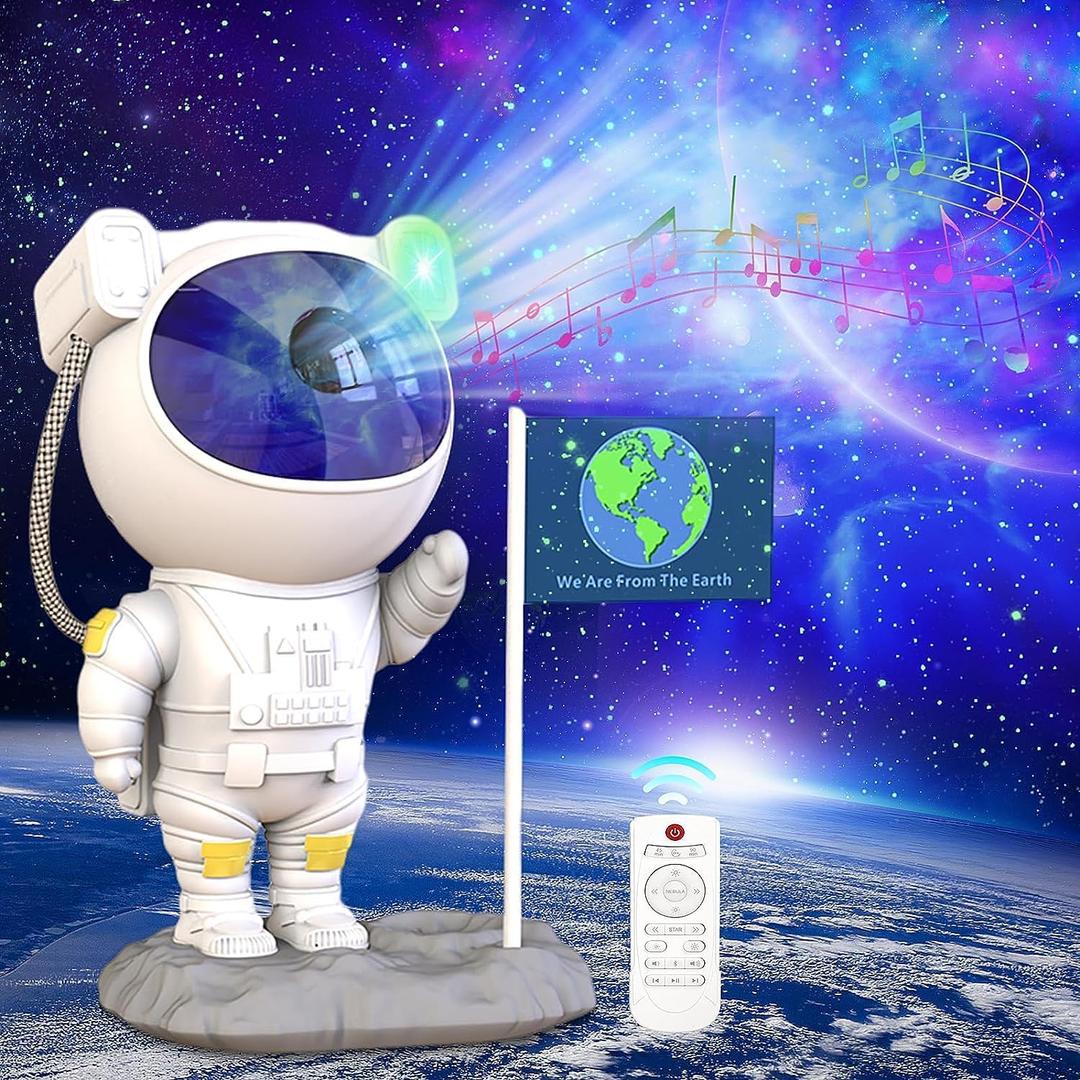 LUXONIC Galaxy Astronaut Projector with Bluetooth Music Speaker,Remote Control&Timer,Nebula Star Space Buddy Projector Light for Family Friends Gift,Bedroom Gaming Room Decor