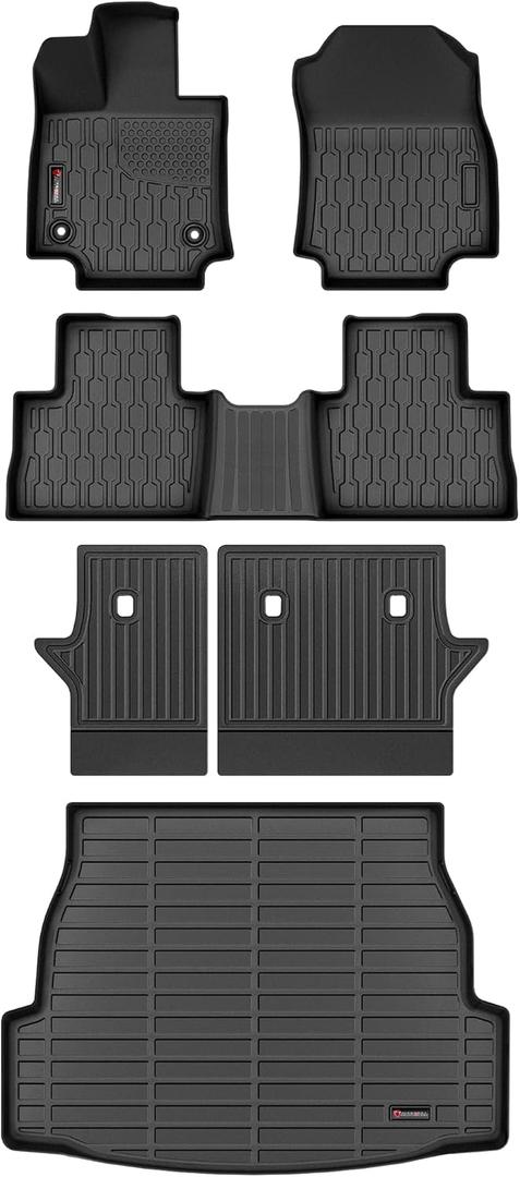 Floor Mats & Cargo Liner for Toyota RAV4 2019-2025 (Hybrid & Gas), Car Mats Full Set 6-Piece,All-Weather TPE Protection 1st,2nd Row Car Liners,Backrest Mat & Trunk Mat,Black