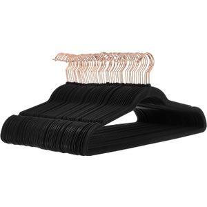Amazon Basics Slim Velvet Non-Slip Space Saving Suit Clothes Hangers for Closet Organization, Black/Rose Gold, 50-Pack