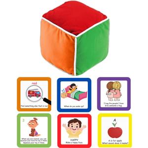 Thought-spot Play and Learn Cube roll Play Game for Toddlers 1st Learning Game Teaches Colors and Numbers Emotions Language roll Cube Pick Card and Have Fun Games