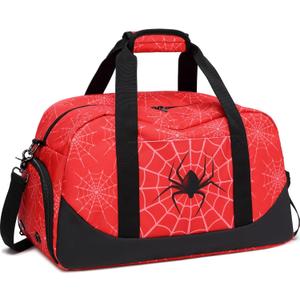 JIANYA Kids Duffle Bag Boys Sports Gym Bag with Shoe Compartment & Wet Pocket, Kids Carry On Weekender Travel Bag, Red