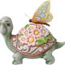 Enesco Jim Shore Heartwood Creek Nature's Meadow Turtle with Flowers anda Butterfly Figurine- Stone Resin Hand Crafted Collectible Figurines Home Decor Statue, 7.25 Inch