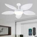 PHORUS 52" Palm Leaf Ceiling Fan with Lights, White Tropical Outdoor Ceiling Fan with Remote/APP for Bedroom Patio,Dimmable 3 Colors 6 Speeds