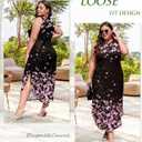 Wolddress Womens 2026 Plus Size Sleeveless Tank Dress Casual Loose Sundress Split Summer Beach Long Maxi Dresses with Pockets (Black, XL)