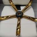 Flash Furniture Whitney Mid-Back Swivel LeatherSoft Desk Chair with Padded Seat and Armrests, Adjustable Height Padded Office Chair, White/Gold