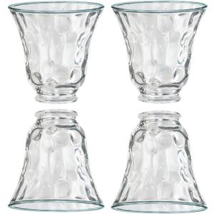 4 Pack Clear Hammered Glass Shade, Bell Shaped Light Fixture Replacement Globe or Cover with 2-1/8-Inch Fitter for Ceiling Fan Light Chandelier Wall Sconce, G0014